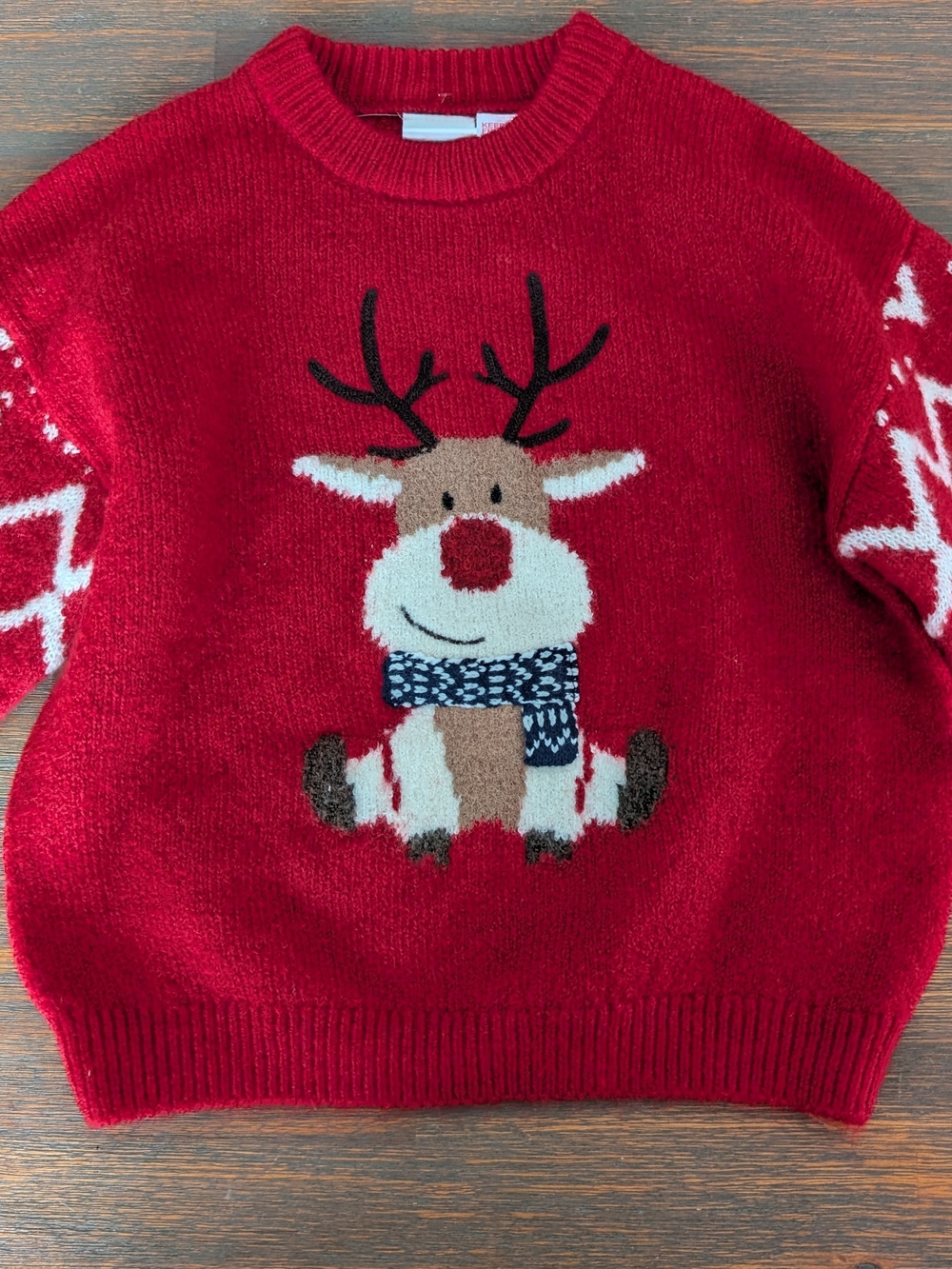 Zara Red Crewneck Sweater with Reindeer Motif